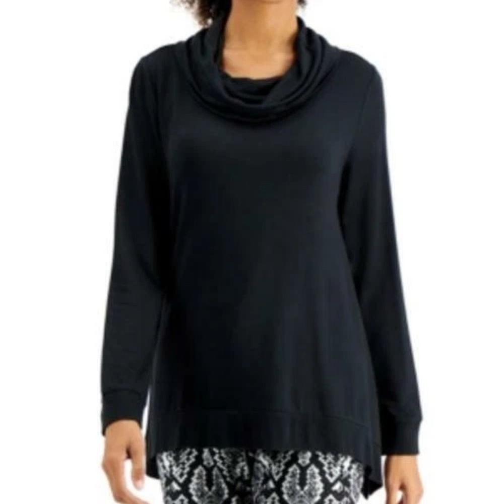 Willow Drive Printed Cowlneck Tunic Black Size L